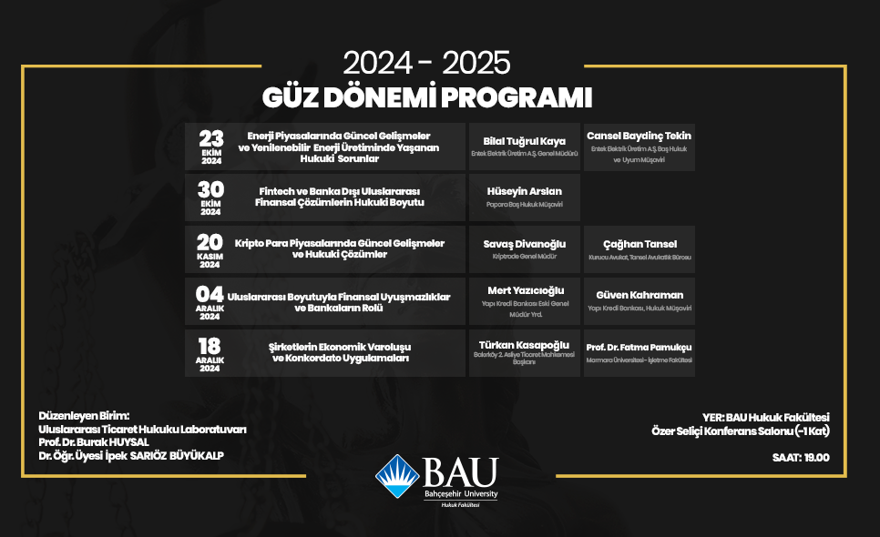 Bahçeşehir Üniversitesi Hukuk Fakültesi’nden 'İş Dünyası ve Hukuk Sohbetleri' Etkinliği